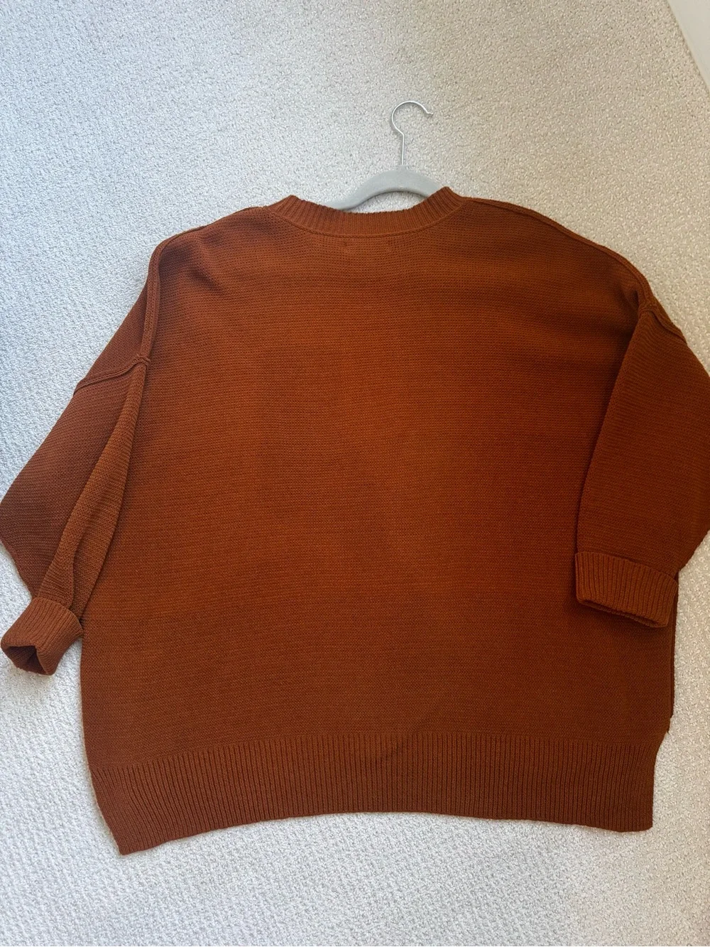 Womens Crewneck Sweater in Rust Brown - Classic Knit